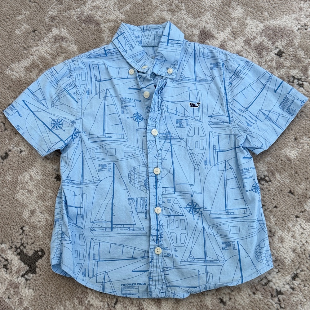 Vineyard Vines Light Blue Sailboat Kids Shirt
